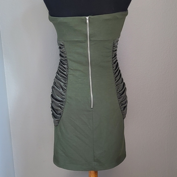 Dark Hunter Green Zipper Back Strapless Mini Going Out Dress - Picture 5 of 7